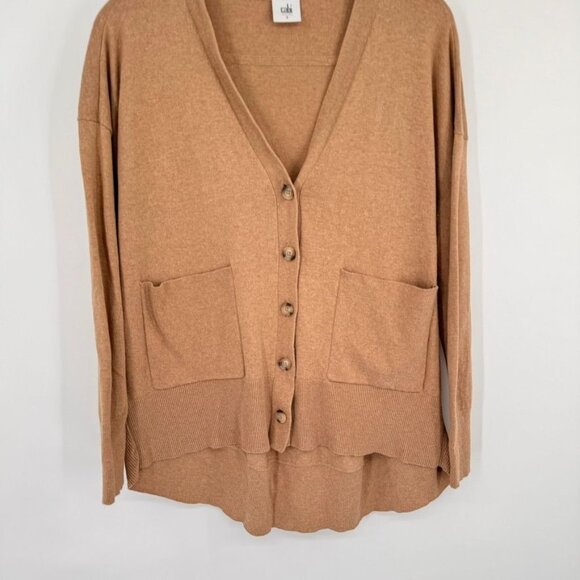Cabi Womens Button-Down Cardigan Sweater Pockets size Small Tan 100% Cotton - Picture 4 of 12